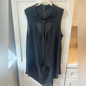 Sheer Black Sleeveless Blouse